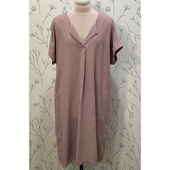 PURE JILL J.JILL Orchid Day at the Beach Linen Blend Dress SMALL Boxy Minimalist - Picture 3 of 7